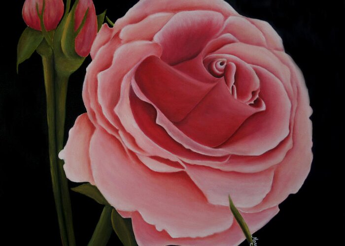 Rose Greeting Card featuring the painting La Rosa by Mary Gaines