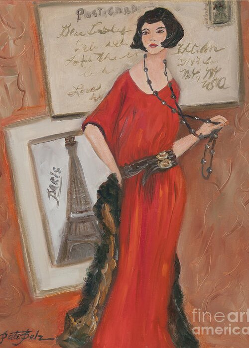 Lady In Red Canvas Greeting Card featuring the painting Lady In Red by Pati Pelz