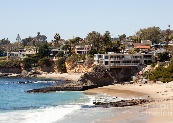 America Greeting Card featuring the photograph Laguna Beach Waterfront Homes by Paul Velgos