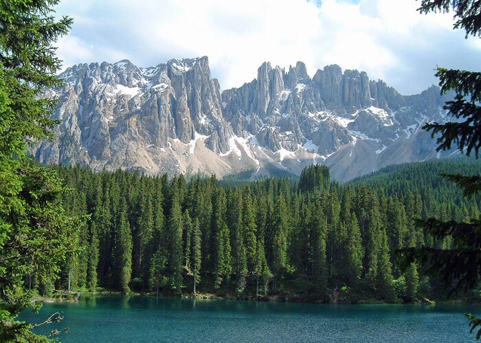 Europe Greeting Card featuring the photograph Lake Carezza Dolomites Italy by Joseph Hendrix