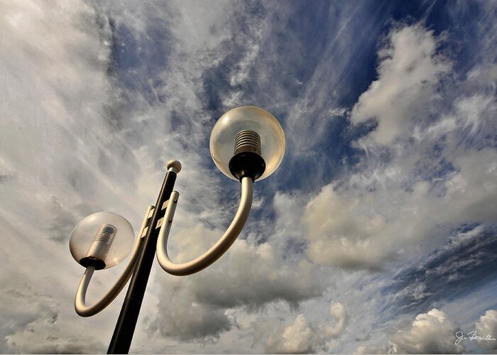 Lamppost Greeting Card featuring the photograph Lamppost Honors the Sky by Joe Bonita