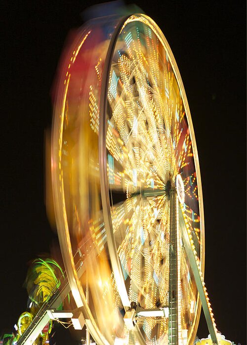 Ferris Wheel Greeting Card featuring the photograph Last Night Was a Blur by Hermes Fine Art