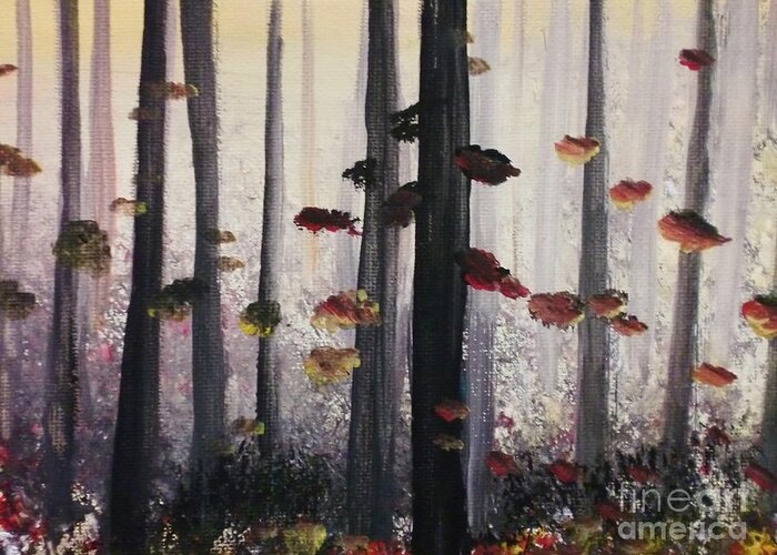 Fall Greeting Card featuring the painting Last of the leaves by Trilby Cole