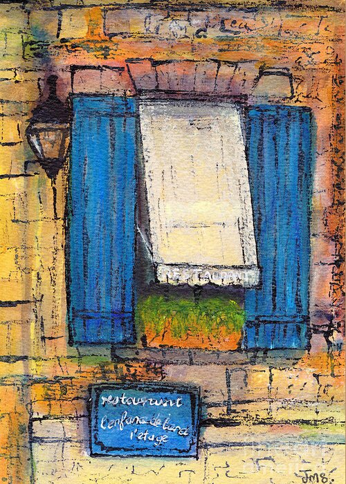 France Greeting Card featuring the painting Le Resturant BergeraC France by Jackie Sherwood
