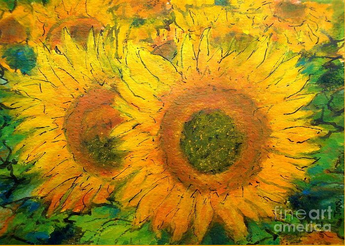 France Greeting Card featuring the painting Les Tournesols by Jackie Sherwood