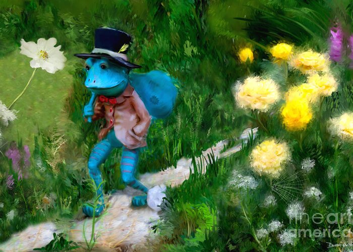 Frog Greeting Card featuring the digital art Lessons In Lifes Garden by Dwayne Glapion