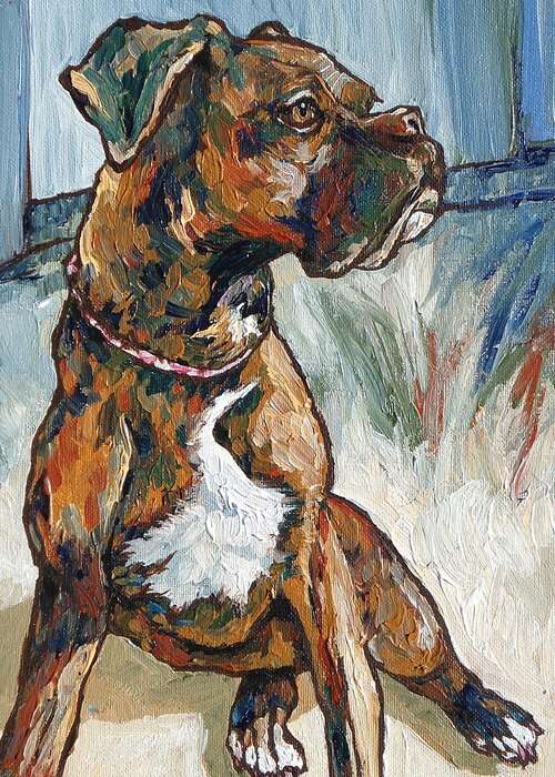 Dog Greeting Card featuring the painting Lulu by Sandy Tracey
