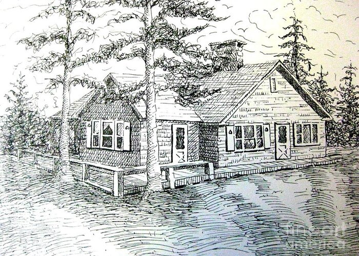 Maine House Greeting Card featuring the drawing Maine House by Gretchen Allen
