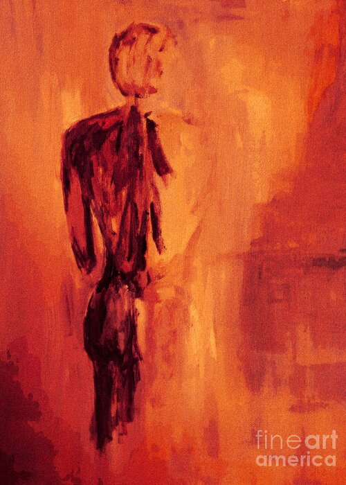 Nude Greeting Card featuring the painting Male Nude 4 by Julie Lueders 