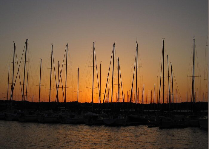Sunset Greeting Card featuring the photograph Marina at sunset by Life Makes Art