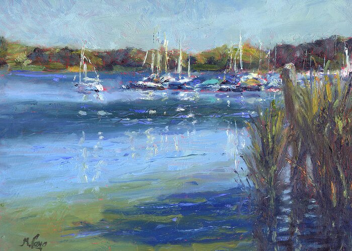 Water Greeting Card featuring the painting Marina Reflections by Michael Camp