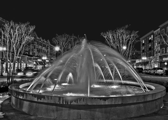 Market Common Greeting Card featuring the photograph Market Common Fountain Black and White by Bill Barber