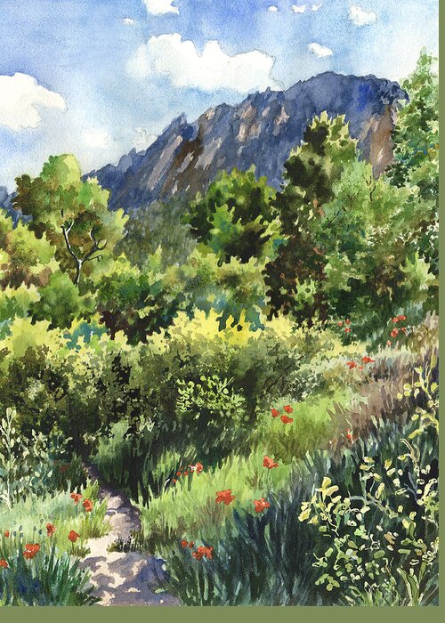 Green Painting Greeting Card featuring the painting McClintock Trailhead by Anne Gifford