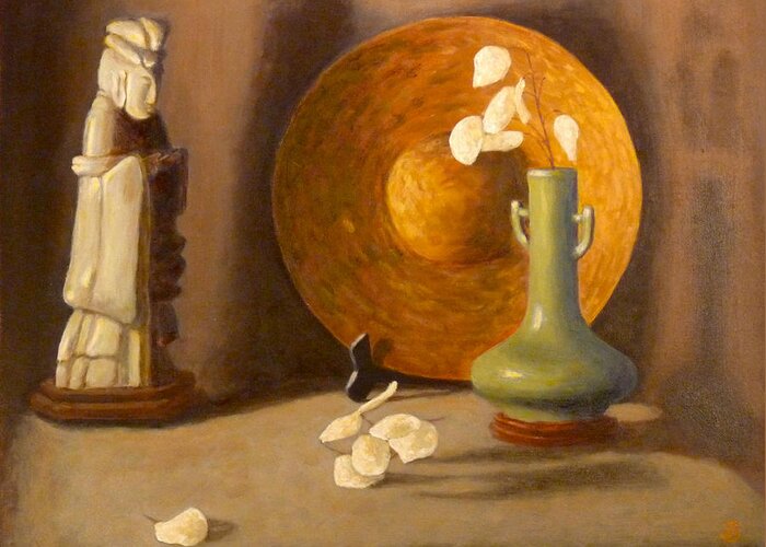 Still Life Greeting Card featuring the painting Meditation by Joe Bergholm