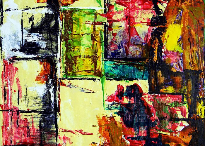  Greeting Card featuring the painting Mental Slum by Teddy Campagna