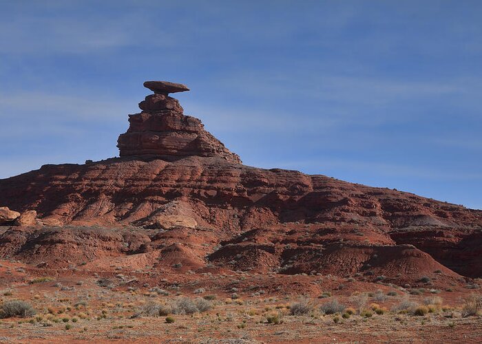Mexican Hat Rock Utah Sandstone Stone Scenic Landmark Us 163 Route Rt Landscape Greeting Card featuring the photograph Mexican Hat Rock by Gregory Scott
