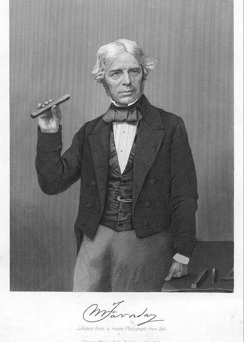 19th Century Greeting Card featuring the photograph Michael Faraday (1791-1867) by Granger