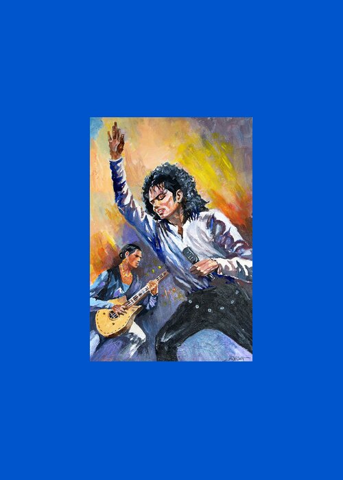 Male Figure Greeting Card featuring the painting Michael Jacksn in concert by Al Brown