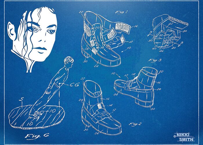 Michael Jackson Anti-Gravity Shoe Patent Artwork Greeting Card by Nikki  Marie Smith