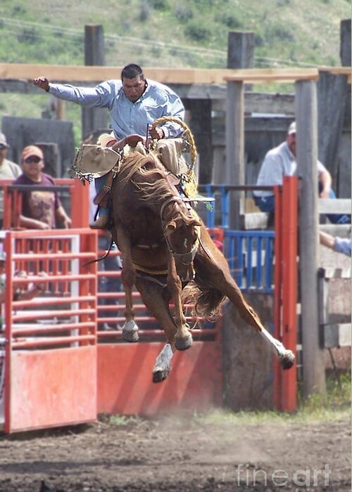 Rodeo Greeting Card featuring the photograph Mid-Air by KD Johnson