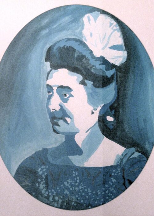 Late 1800s Greeting Card featuring the painting Millie in Blue by Rebecca Wood