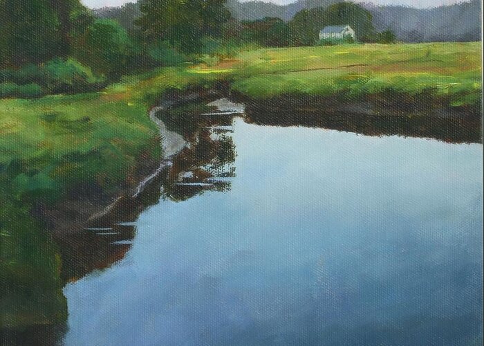 Summer Cottage Greeting Card featuring the painting Mirror Creek in Essex by Claire Gagnon