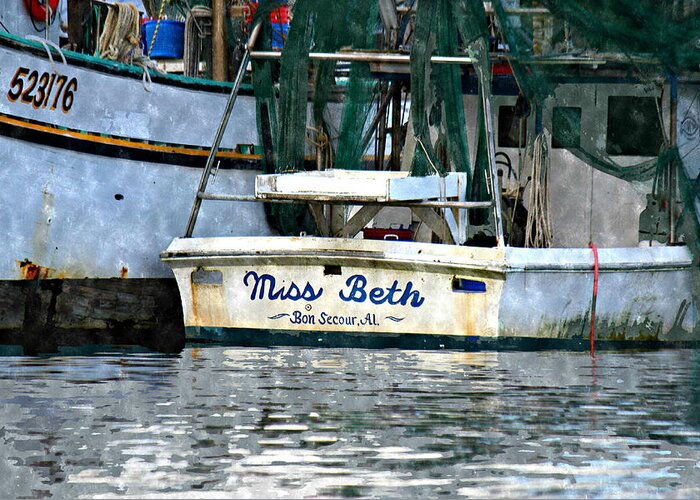 Shrimp Boat Greeting Card featuring the photograph Miss Beth by Lynn Jordan