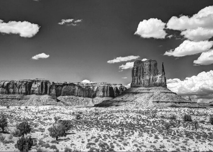 Monument Valley Greeting Card featuring the photograph Monument Valley in Monochrome by Saija Lehtonen