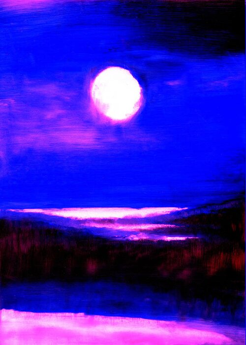  Greeting Card featuring the painting Moon over Stillwater by FeatherStone Studio Julie A Miller