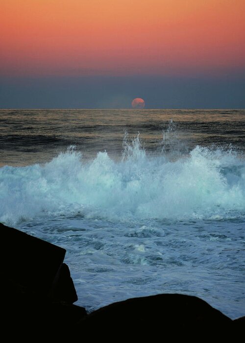 Jan Lawnikanis Greeting Card featuring the photograph Moon-Rise Over The Pacific by Jan Lawnikanis