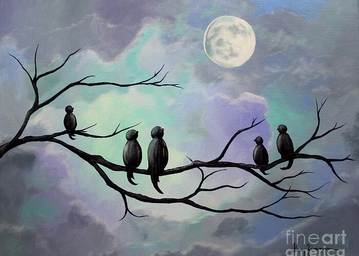 Birds Greeting Card featuring the painting Moonlight Sonata by Stacey Zimmerman