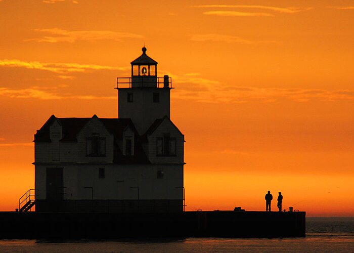 Lighthouse Greeting Card featuring the photograph Morning Friends by Bill Pevlor