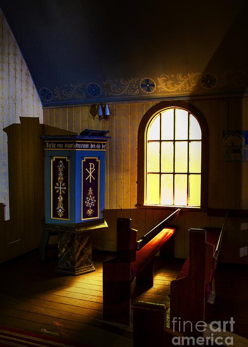 Iceland Interiors Small Icelandic Churchs Greeting Card featuring the photograph Morning Light by Rick Bragan