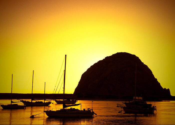 Morrow Bay Sunset Greeting Card featuring the photograph Morro Bay Sunset by Mickey Clausen