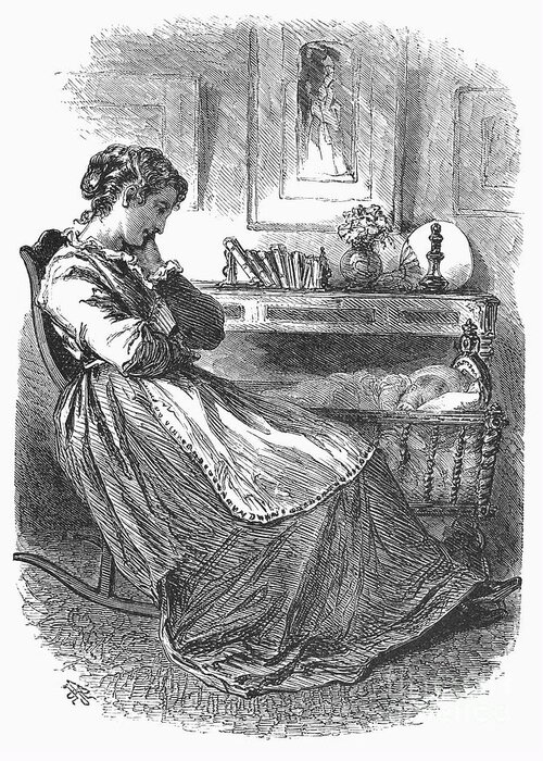 19th Century Greeting Card featuring the photograph Mother And Baby by Granger