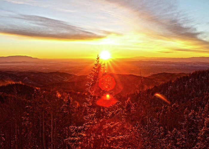 Santa Fe Greeting Card featuring the photograph Mountain Light by Chris Multop