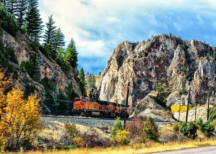 Montana Greeting Card featuring the photograph Mountain Train by Kelly Reber
