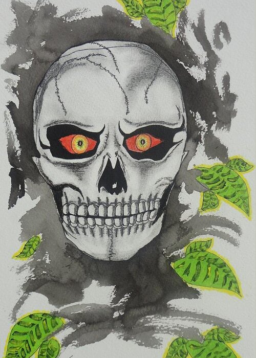 Skull Drawings Greeting Card featuring the drawing Muerte by Manny Chapa