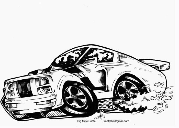 Big Mike Roate Greeting Card featuring the drawing Mustang GT by Big Mike Roate