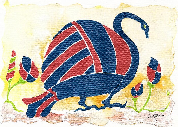Joy Greeting Card featuring the painting My Big Fat Greek Goose 1 by Elisabeta Hermann