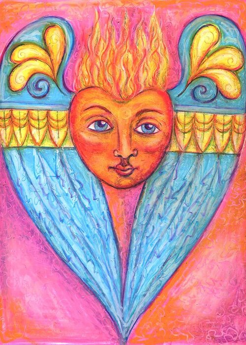 Heart Greeting Card featuring the painting My burning love by Suzan Sommers