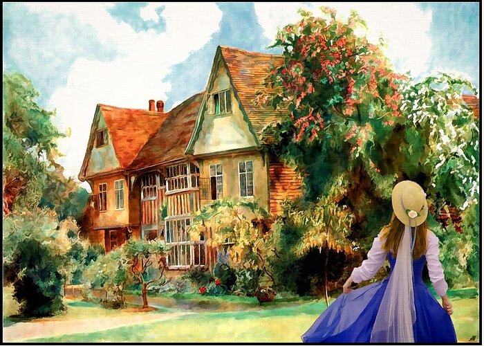 English Gardens Greeting Card featuring the painting My English country garden by Mary Morawska
