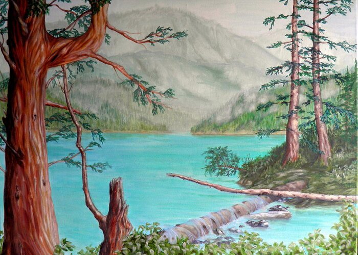 Namu Greeting Card featuring the painting Namu Lake by Ida Eriksen
