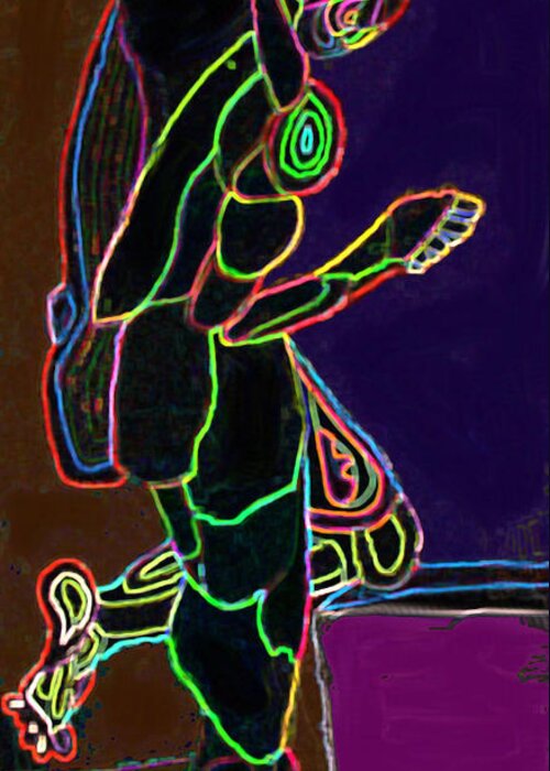 Man Greeting Card featuring the mixed media Neon Man by Ian MacDonald
