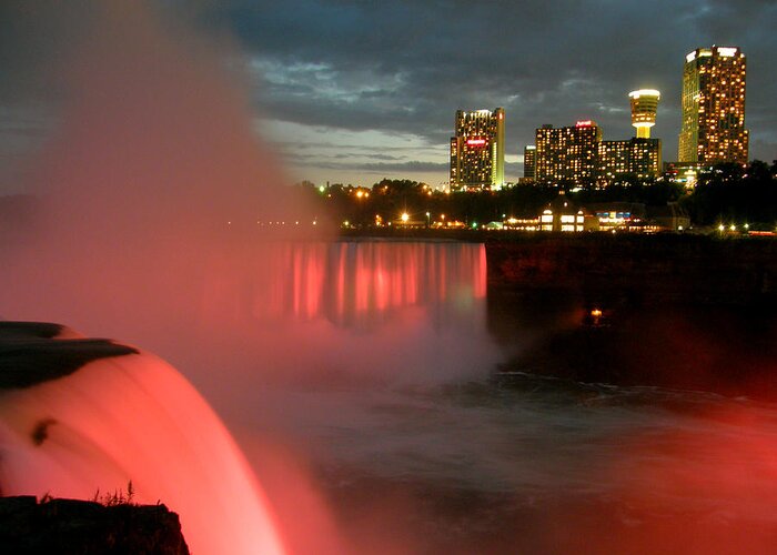 Niagara Falls Greeting Card featuring the photograph Niagara Falls at Night by Mark J Seefeldt