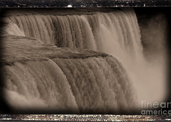 Daguerreotypes Greeting Card featuring the photograph Niagara Falls Daguerreotype Effect by Rose Santuci-Sofranko