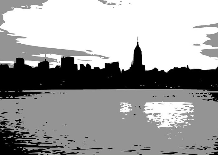 New York City Skyline Greeting Card featuring the photograph NYC Morning BW3 by Scott Kelley