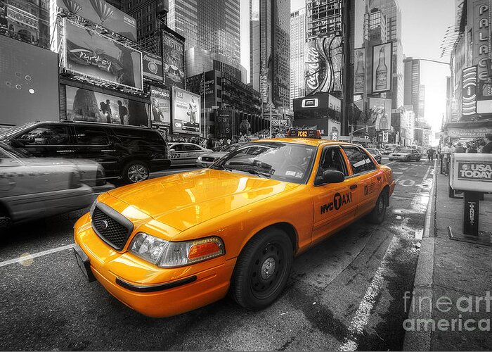 Art Greeting Card featuring the photograph NYC Yellow Cab by Yhun Suarez