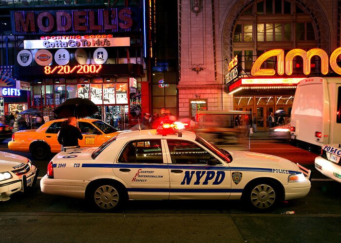 Police Greeting Card featuring the photograph Nypd by David Harding