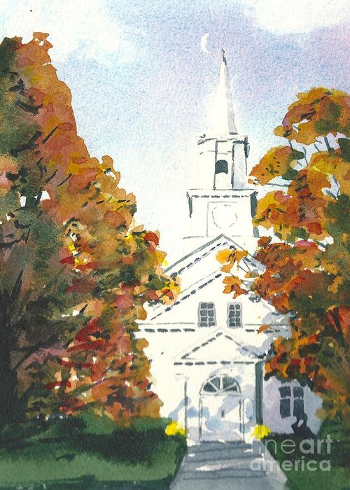 Church Greeting Card featuring the painting Oakdale United Methodist Church by Lynn Babineau